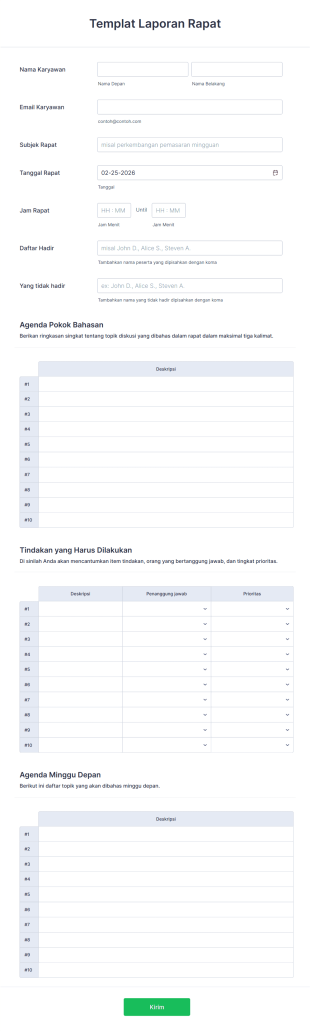 Templat Laporan Rapat