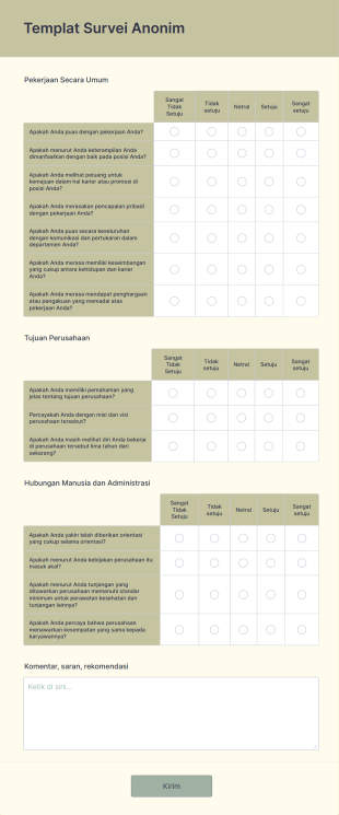 Templat Survei Anonim Form Template