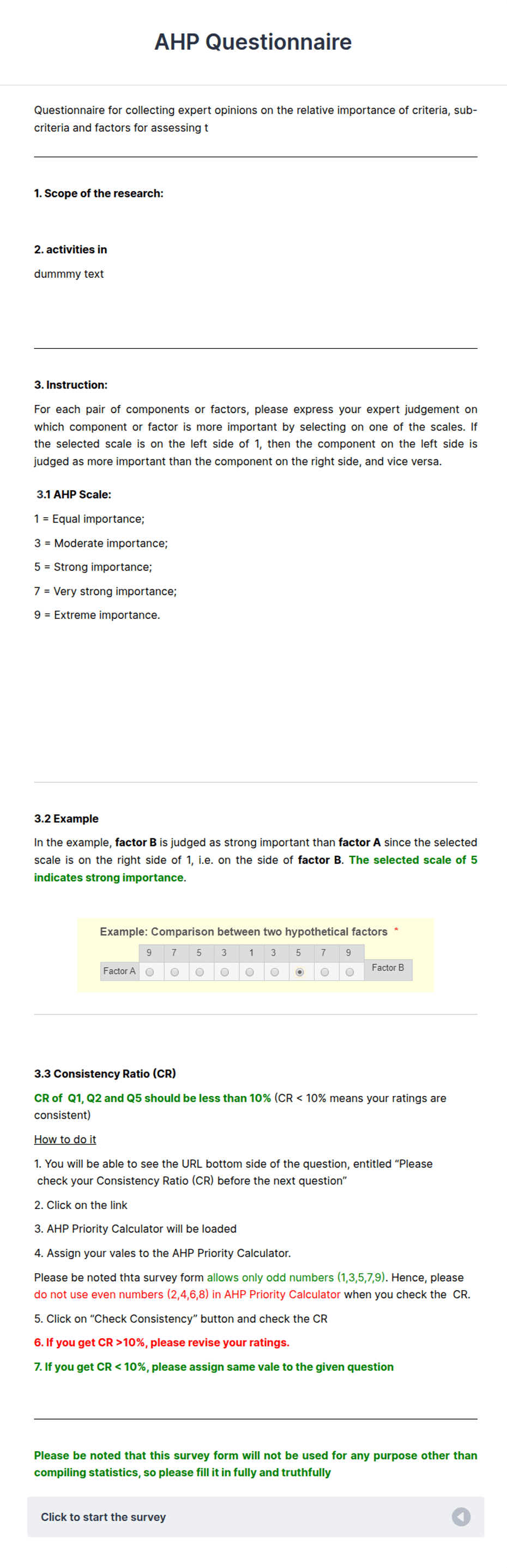 AHP Questionnaire Template Form Template | Jotform