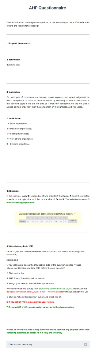 AHP Questionnaire Template