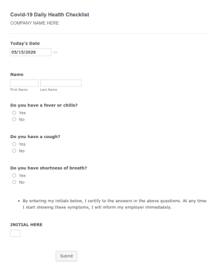 Template Covid 19 Daily Health Checklist City Of Fresno