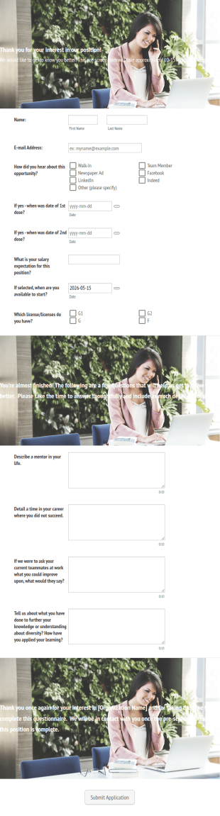 Template Employment Screening