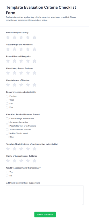 Template Evaluation Criteria Checklist