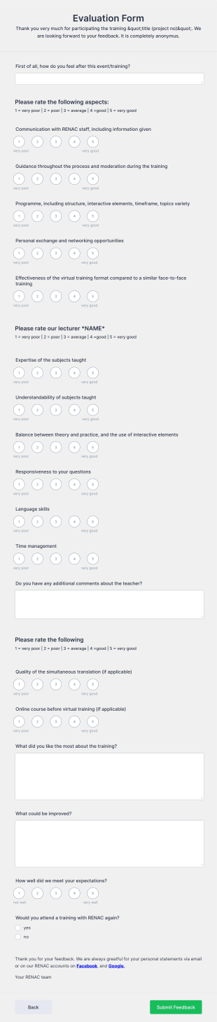Virtual Event Evaluation Form Template