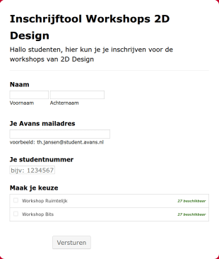 TEMPLATE Inschrijven Workshops 2D Design