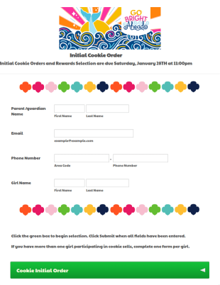 Template Of 2023 Girl Scout LBB Initial Cookie Order