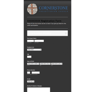 Church School Registration Form Template