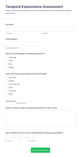 Temporal Expressions Assessment Form Template