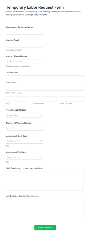 Temporary Labor Request Form Template