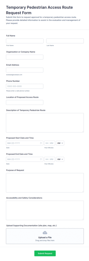 Temporary Pedestrian Access Route Request Form Template