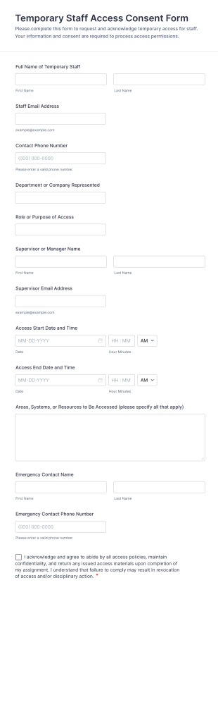 Temporary Staff Access Consent Form Template