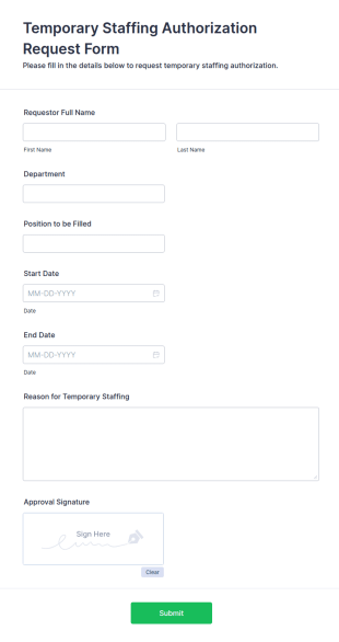 Temporary Staffing Authorization Request Form Template