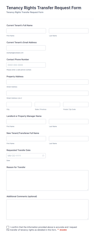 Tenancy Rights Transfer Request Form Template