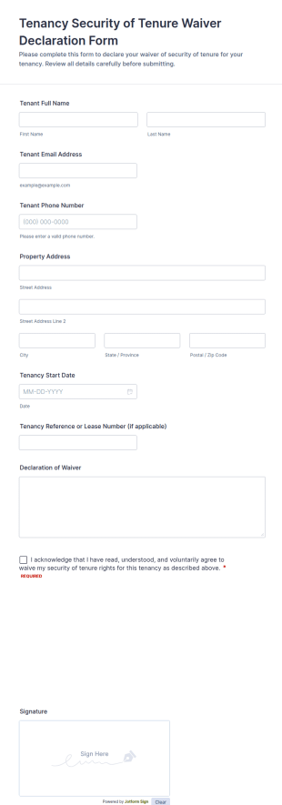 Tenancy Security Of Tenure Waiver Declaration Form Template