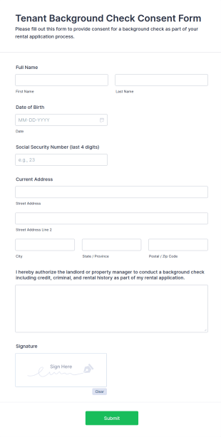 Tenant Background Check Consent Form Template