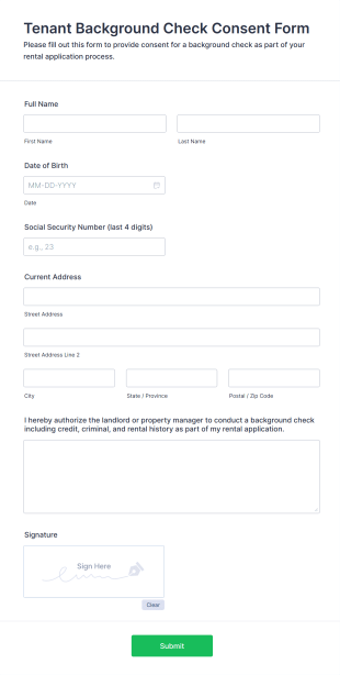 Tenant Background Check Consent Form Template