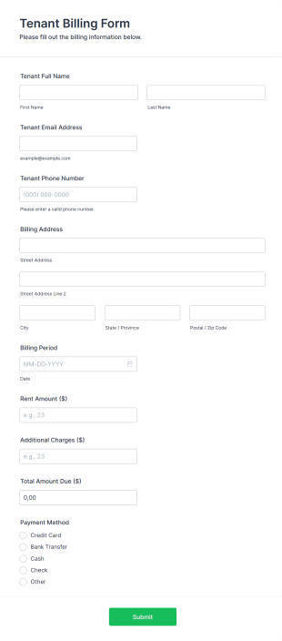 Tenant Billing Form Template