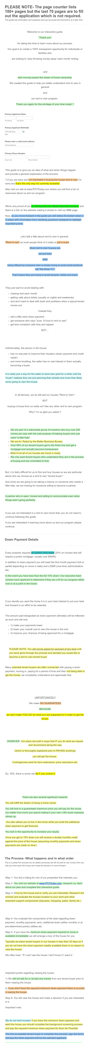 Tenant Buyer Road Map Form Template