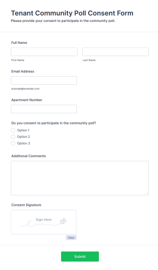 Tenant Community Poll Consent Form Template