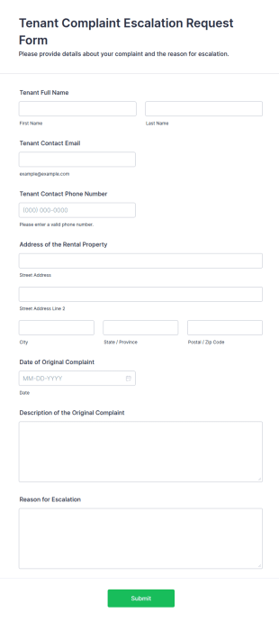 Tenant Complaint Escalation Request Form Template