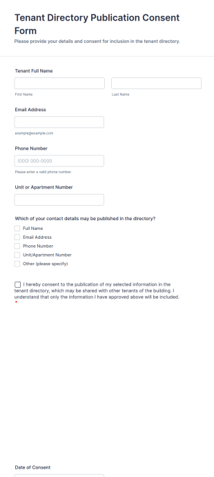 Tenant Directory Publication Consent Form Template