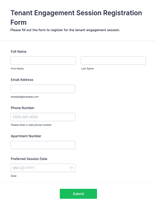 Tenant Engagement Session Registration Form Template