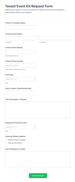 Tenant Event Kit Request Form Template