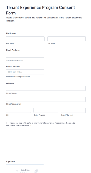 Tenant Experience Program Consent Form Template