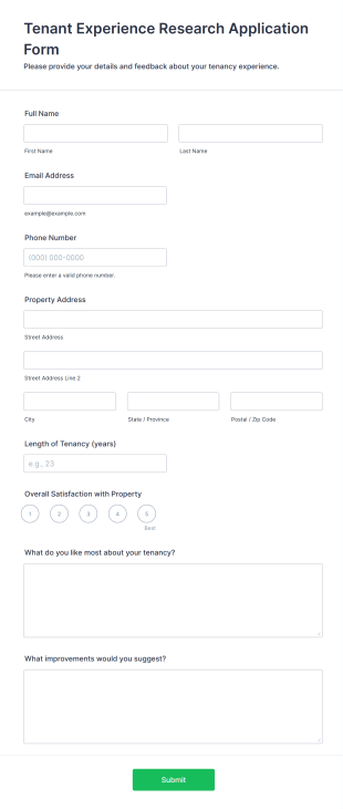 Tenant Experience Research Application Form Form Template