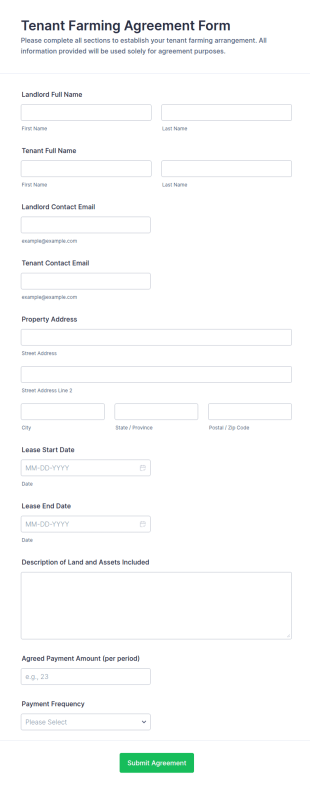 Tenant Farming Agreement Form Template
