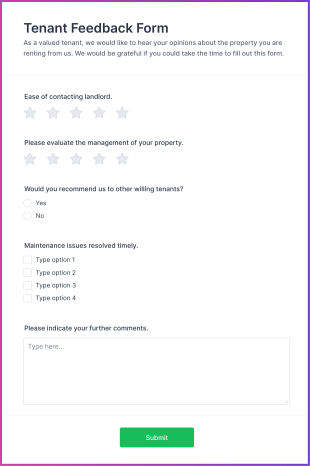 Tenant Feedback Form Template