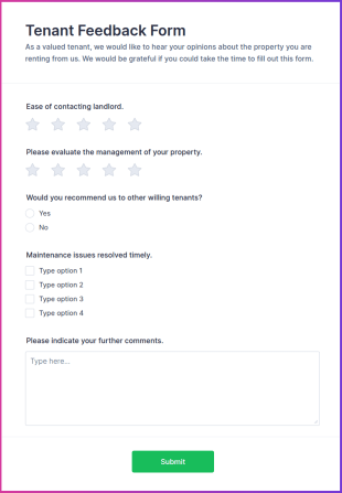 Tenant Feedback Form Template