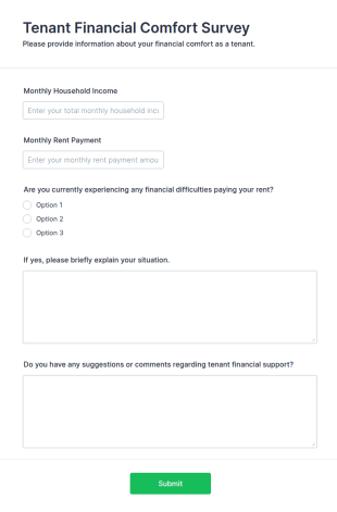 Tenant Financial Comfort Survey Form Template