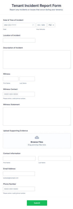Tenant Incident Report Form Template