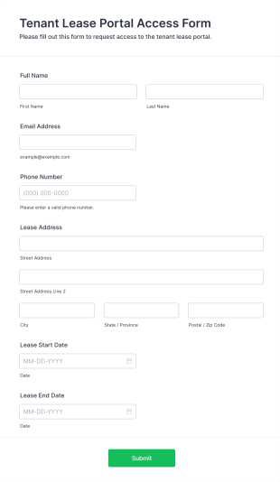 Tenant Lease Portal Access Form Form Template