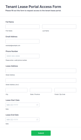Tenant Lease Portal Access Form Template