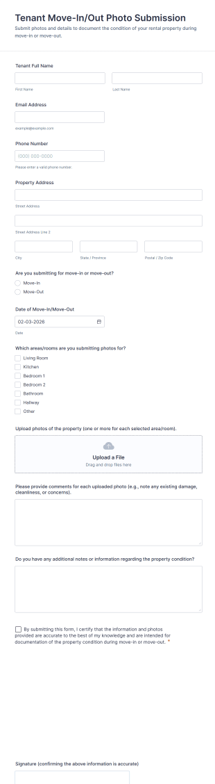 Tenant Move In/Out Photo Submission Form Template