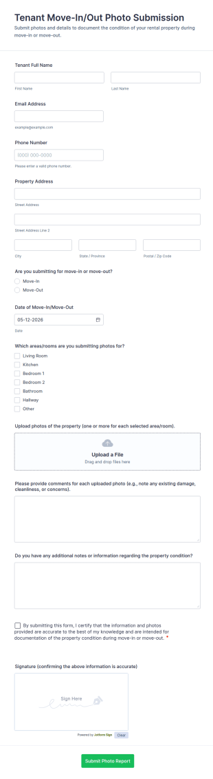 Tenant Move In/Out Photo Submission Form Template