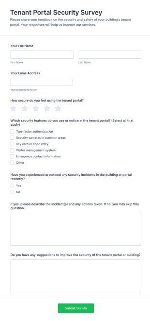 Tenant Portal Security Survey Form Template