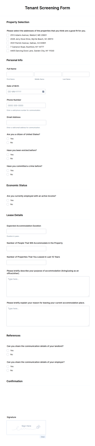 Tenant Screening Form Template