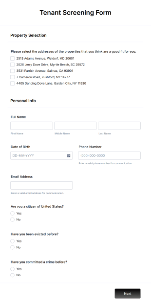 Tenant Screening Form Template