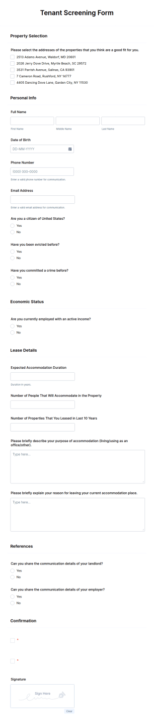Tenant Screening Form Template