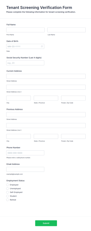 Tenant Screening Verification Form Template