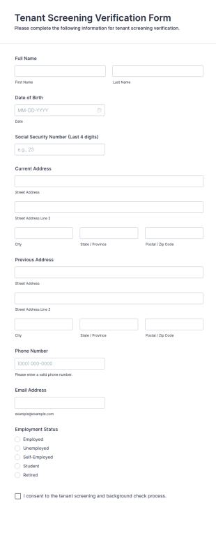 Tenant Screening Verification Form Template