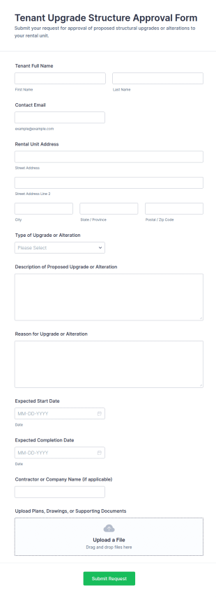 Tenant Upgrade Structure Approval Form Template