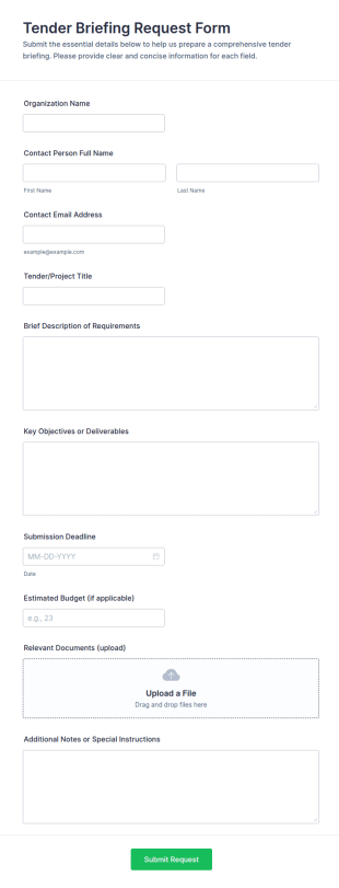 Tender Briefing Request Form Template