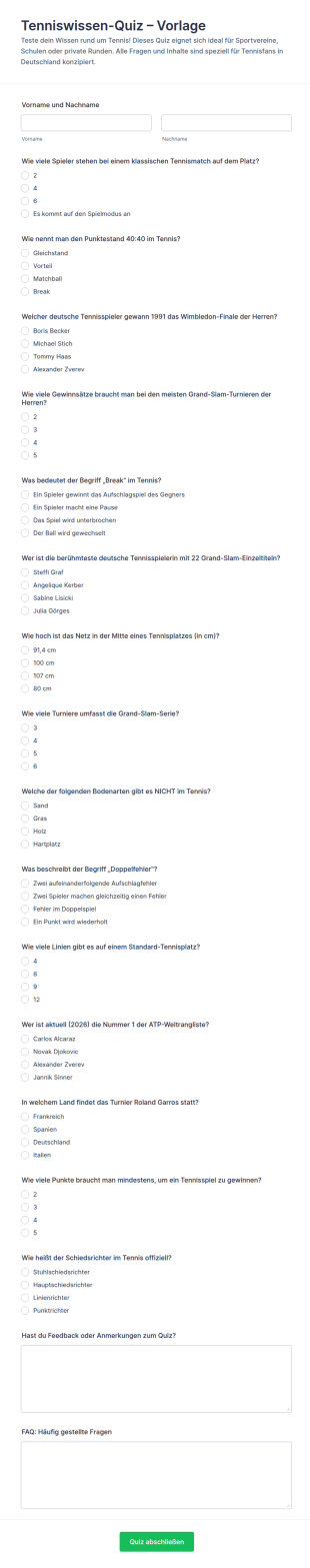 Tennis Wissensquiz