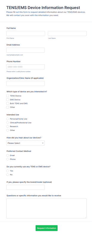 TENSEMS Device Information Request Form Template