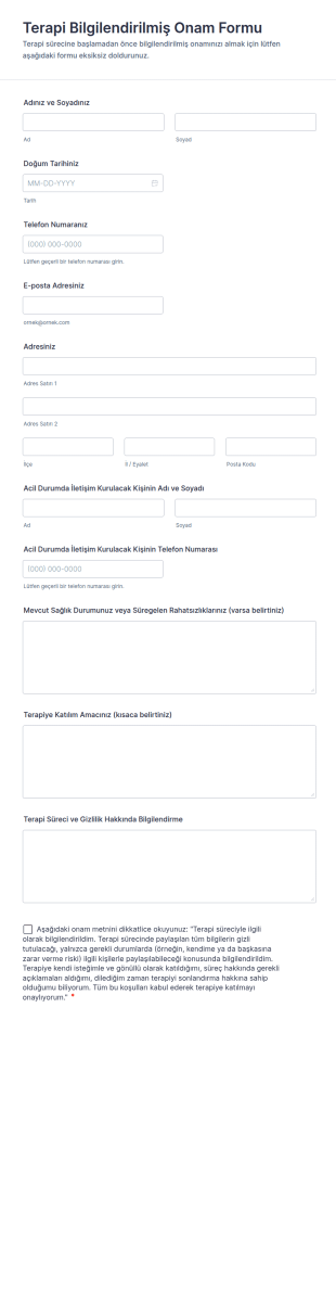 Terapi Bilgilendirilmiş Onam Form Şablonu