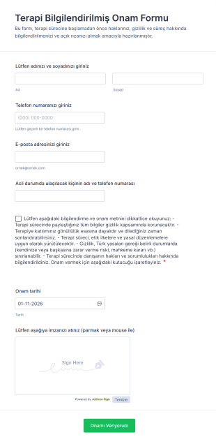 Terapi Bilgilendirilmiş Onam Form Template